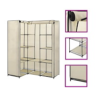 vidaXL Hörngarderob gräddvit 130x87x169 cm