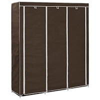 vidaXL Garderob med fack och stänger brun 150x45x175 cm tyg