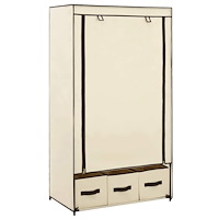 vidaXL Garderob gräddvit 87x49x159 cm tyg