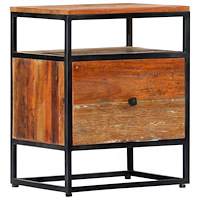 vidaXL Sängbord 40x30x50 cm massivt återvunnet trä och stål