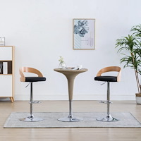 vidaXL Barstolar 2 st svart konstläder och böjträ