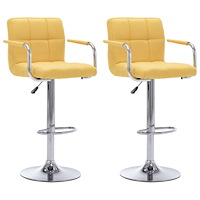 vidaXL Barstolar 2 st gul tyg
