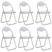 vidaXL Hopfällbara matstolar 6 st vit konstläder