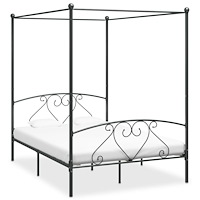 vidaXL Sänghimmel utan madrass grå metall 140x200 cm