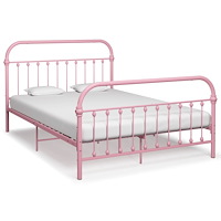 vidaXL Sängram utan madrass rosa metall 140x200 cm