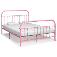 vidaXL Sängram utan madrass rosa metall 160x200 cm