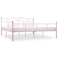 vidaXL Sängram utan madrass rosa metall 180x200 cm