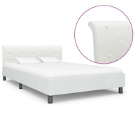 vidaXL Sängram utan madrass vit konstläder 120x200 cm