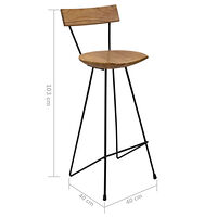 vidaXL Barstolar 2 st massiv teak