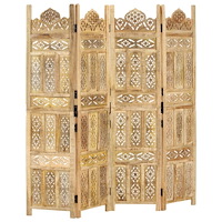 vidaXL Rumsavdelare 4 paneler handsnidad 160x165 cm massivt mangoträ