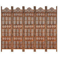 vidaXL Rumsavdelare 5 paneler handsnidad brun 120x165 cm mangoträ