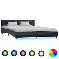 vidaXL Sängram med LEDs utan madrass svart 180x200 cm