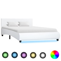 vidaXL Sängram med LEDs utan madrass vit 120x200 cm