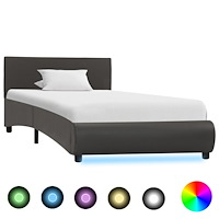 vidaXL Sängram med LED grå konstläder 100x200 cm