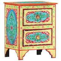 vidaXL Handmålat sängbord 40x30x50 cm massivt mangoträ