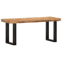 vidaXL Bänk 110 cm massivt grovt mangoträ och stål