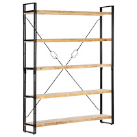 vidaXL Bokhylla med 5 hyllor 140x30x180 cm massivt mangoträ