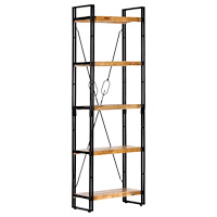 vidaXL Bokhylla med 5 hyllor 60x30x180 cm massivt mangoträ
