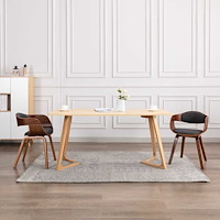 vidaXL Matstolar 2 st böjträ och grått tyg