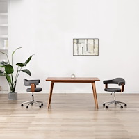 vidaXL Snurrbar matstol böjträ och tyg grå