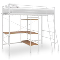 vidaXL Våningssäng med bord vit metall 90x200 cm