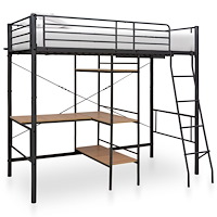 vidaXL Våningssäng med bord grå metall 90x200 cm