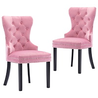 vidaXL Matstolar 2 st rosa sammet