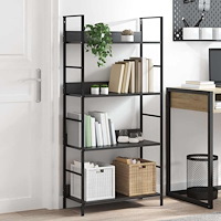 vidaXL Bokhylla 4 hyllplan svart 60x27,6x124,5 cm konstruerat trä