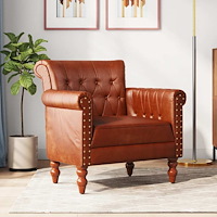 vidaXL Fåtölj brun äkta getskinn