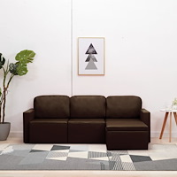 vidaXL Bäddsoffa modulär 3-sits brun konstläder