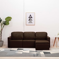 vidaXL Bäddsoffa modulär 3-sits brun konstläder