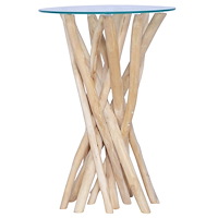 vidaXL Soffbord med glasskiva 35x35x50 cm massiv teak