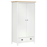 vidaXL Garderob 2 dörrar Hill vit 89x50x170 cm massiv furu