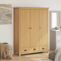 vidaXL Garderob 3 dörrar Hill 127x50x170 cm massiv furu