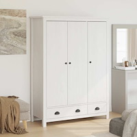 vidaXL Garderob 3 dörrar Hill vit 127x50x170 cm massiv furu