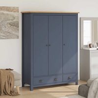 vidaXL Garderob 3 dörrar Hill grå 127x50x170 cm massiv furu