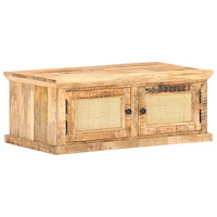 vidaXL Soffbord 90x50x35 cm massivt mangoträ och naturlig rotting