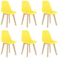 vidaXL Matstolar 6 st gul plast