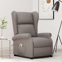 vidaXL massagefåtölj med uppresningshjälp taupe tyg