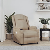 vidaXL Fåtölj med uppresningshjälp cappuccino konstläder