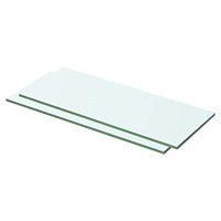 vidaXL Hyllplan 2 st glas genomskinlig 50x15 cm