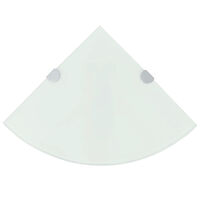 vidaXL Hörnhyllor 2 st kromade hyllkonsoler glas vit 35x35 cm