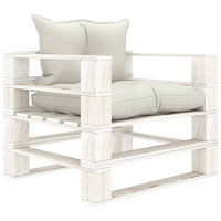 vidaXL Pallsoffa med beige dynor trä