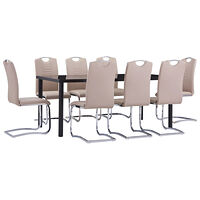 vidaXL Matgrupp 9 delar konstläder cappuccino