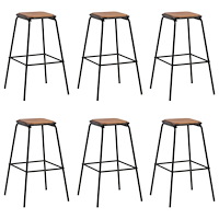 vidaXL Barstolar 6 st svart massiv furu och stål