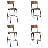 vidaXL Barstolar 4 st vit massiv plywood stål