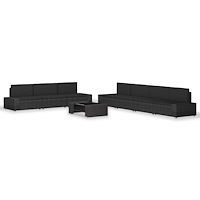 vidaXL Loungegrupp för trädgården 8 delar konstrotting svart