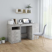 vidaXL Skrivbord betonggrå 140x50x76 cm konstruerat trä
