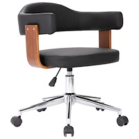 vidaXL Snurrbar kontorsstol svart böjträ och konstläder