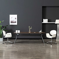 vidaXL Snurrbara matstolar 2 st vit konstläder